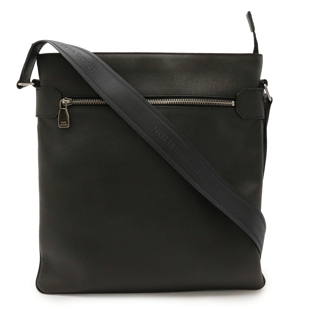 LOUIS VUITTON Taiga Sasha Crossbody Bag Gusset Leather Ardoise Black